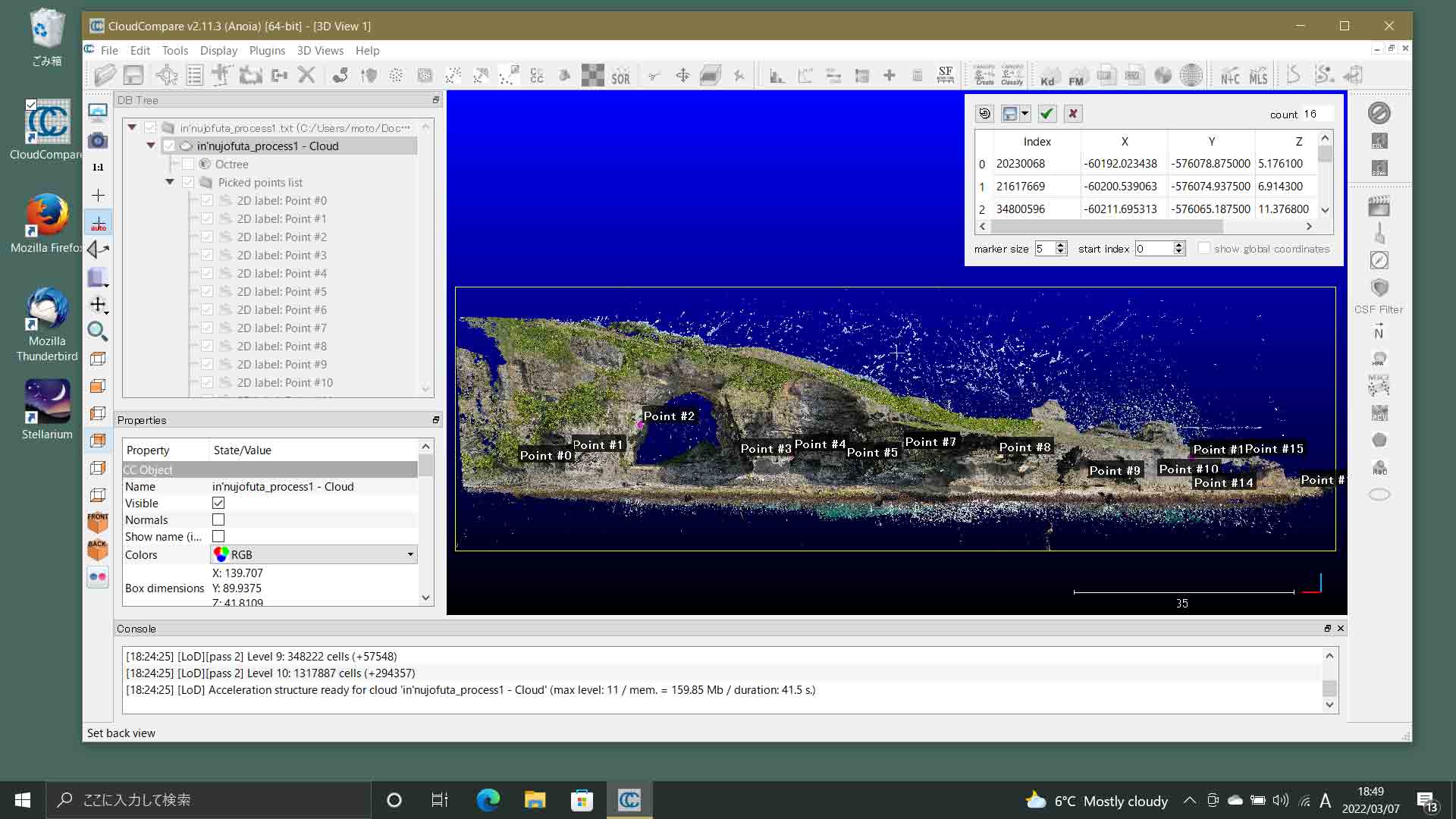 Setback Cliffs クラウドから地形断面図を作成 vertical sections of a sea cliff of limestones using ...